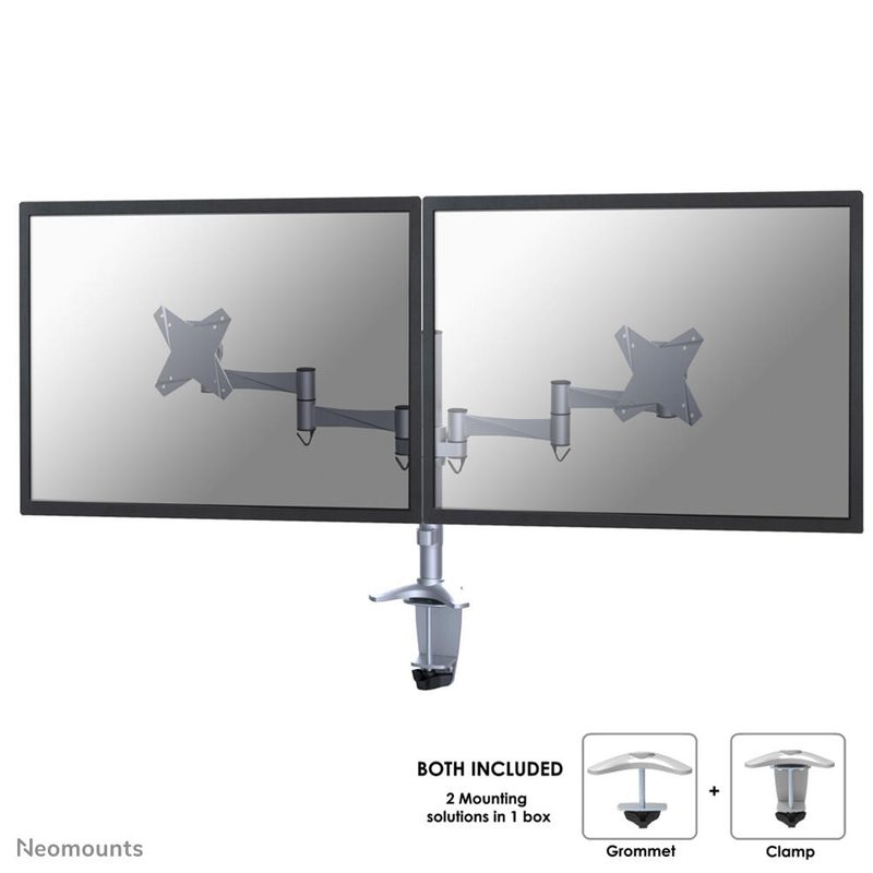 Support mural pour 2 écrans Neomounts FPMA-D1330DSILVER (10 - 27 pouces, max. 9 kg, VESA 75x75 - 100x100 mm)