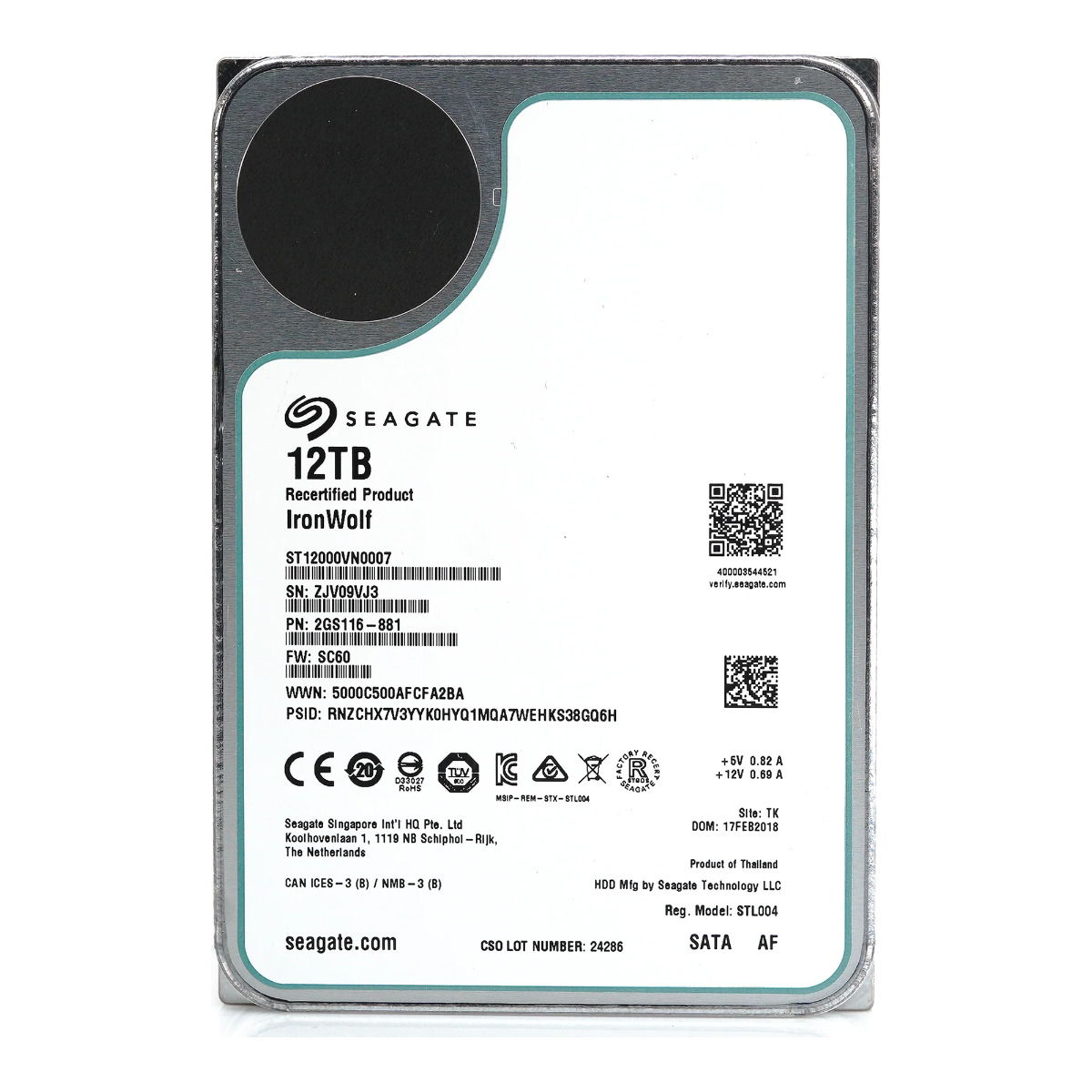 SEAGATE IronWolf 12 To 7200 tr/min 256 Mo SATA III 3,5'' ST12000VN0007