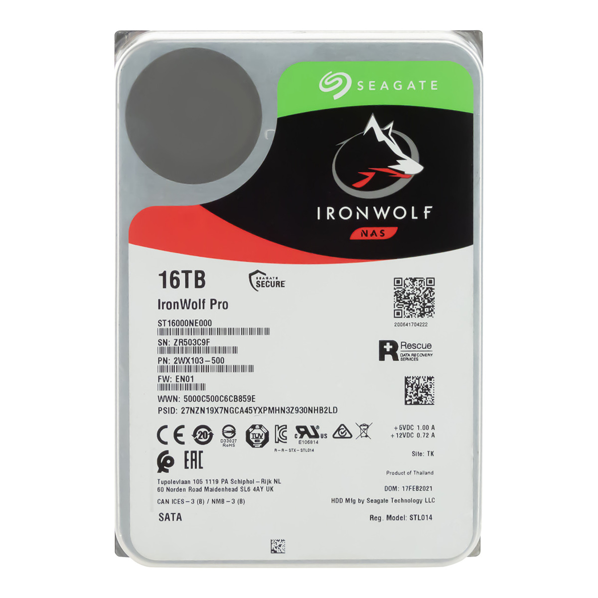 SEAGATE IronWolf Pro NAS 16 To 7,2K 256 Mo SATA III 3,5'' ST16000NE000