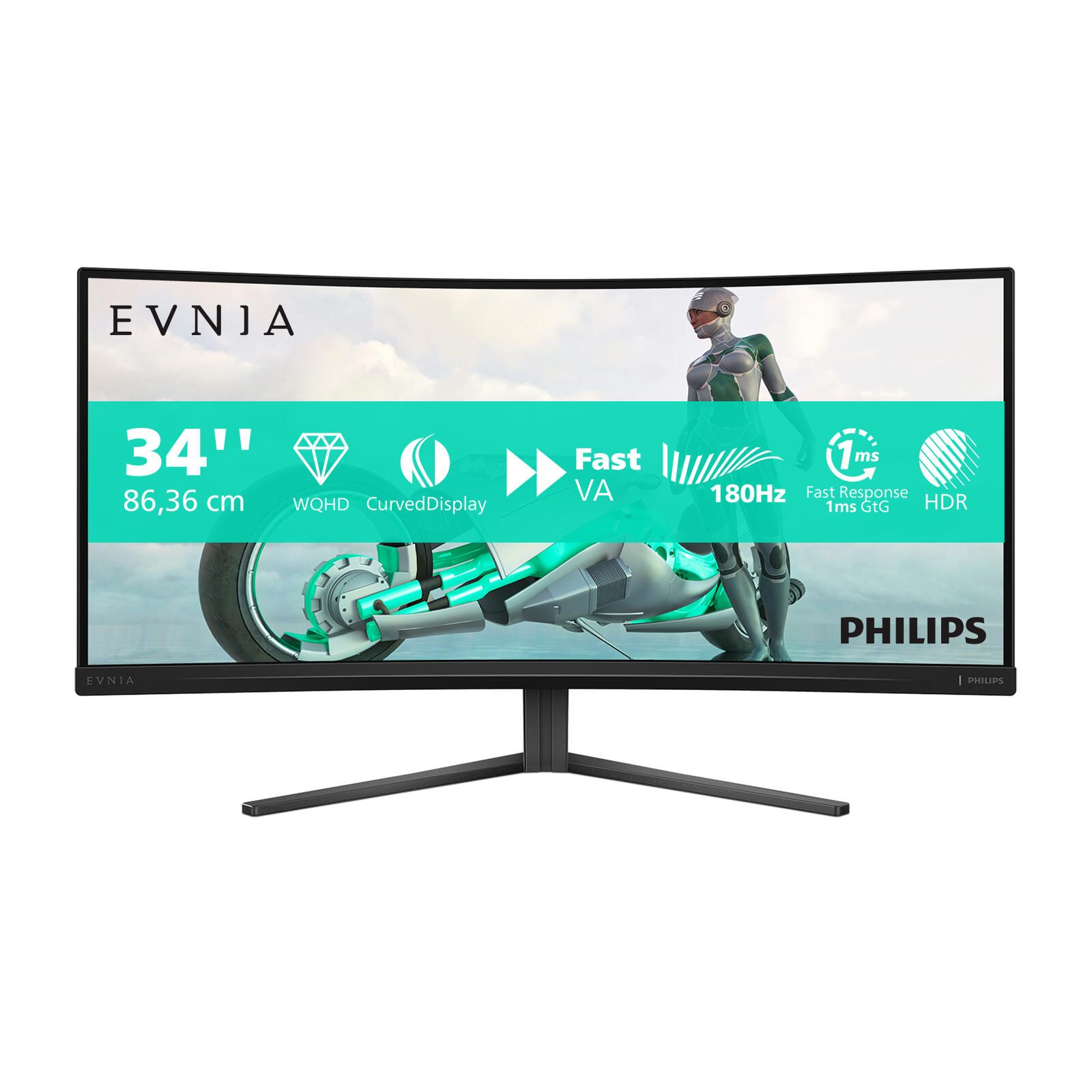 Écran gaming incurvé Philips 34M2C3500L 86,3 cm (34 pouces) WQHD, panneau VA, HDMI, DisplayPort, 0,5 ms, AdaptiveSync