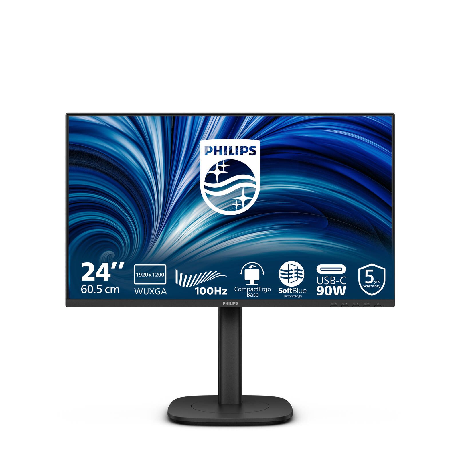Écran Philips 24B2U3301D 60 cm (24") Noir WUXGA (1920 x 1200), dalle IPS, 4 ms, 100 Hz, DisplayPort, HDMI