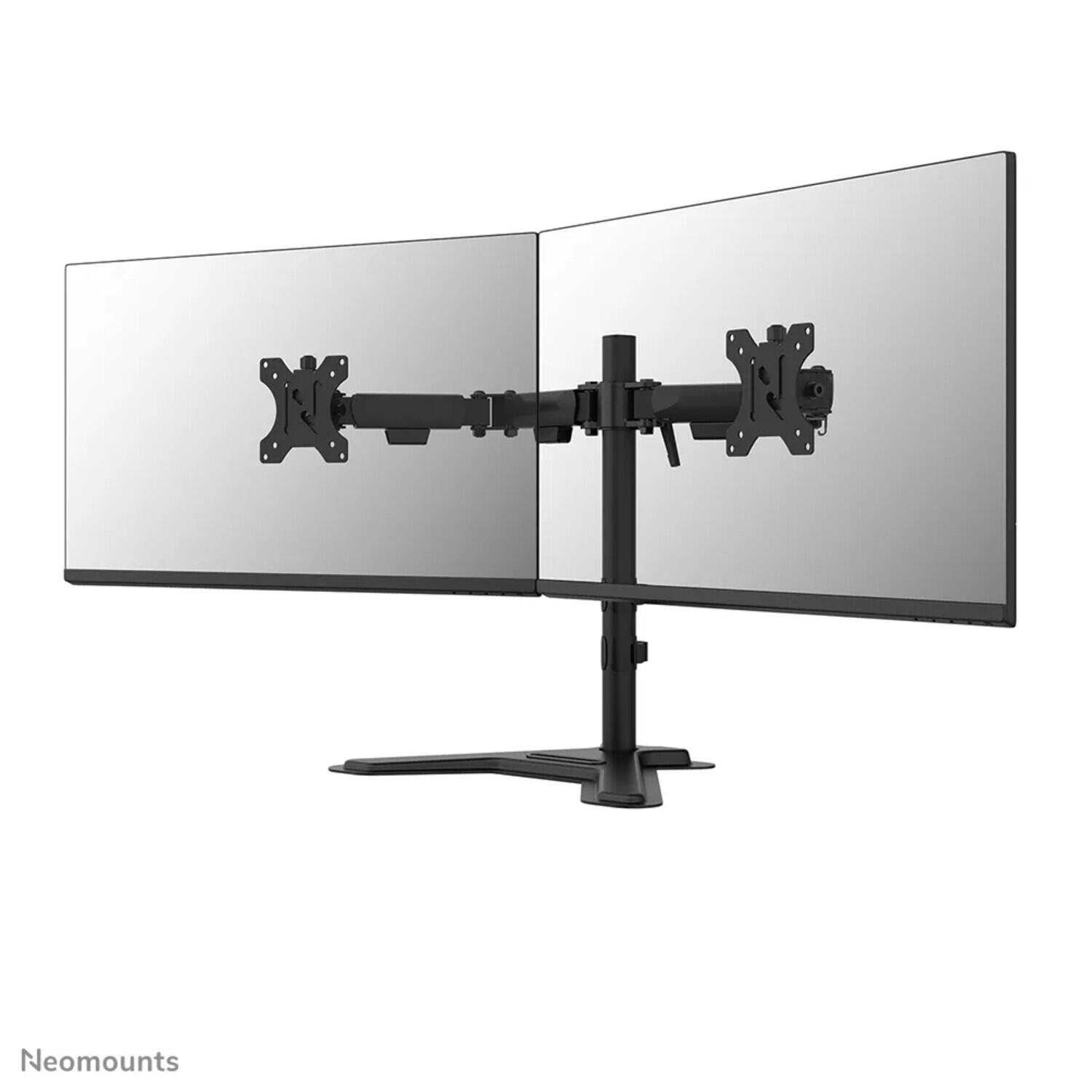 Support pour deux écrans Neomounts DS45-600BL2 10-32 pouces, 0-6 kg, inclinable à 90°, rotatif à 360°, orientable à 180°, VESA 75x75, butée à 180°