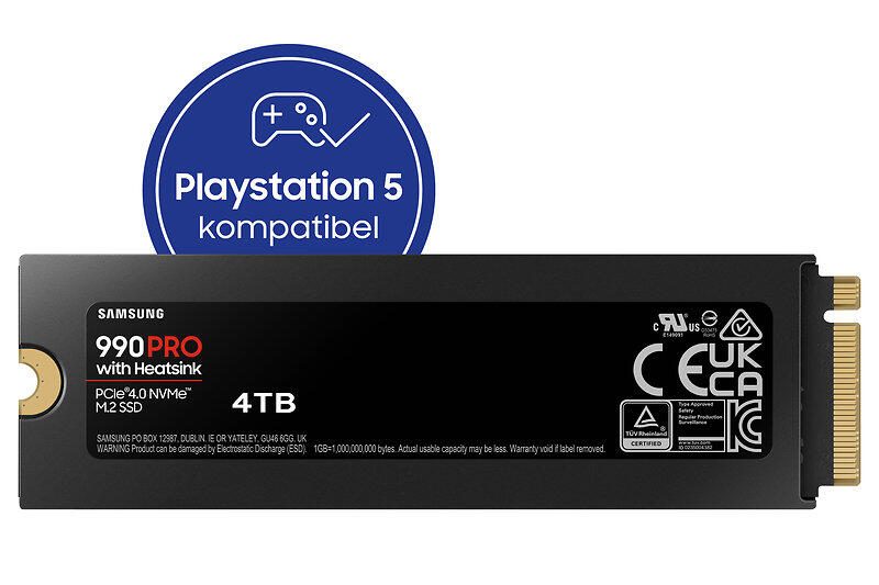 SSD Samsung 990 PRO Series NVMe, PCIe 4.0 M.2 Type 2280 avec dissipateur thermique - 4 To