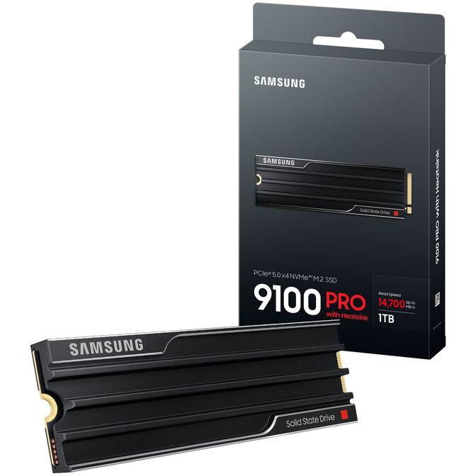 SSD Samsung 9100 PRO Series NVMe, PCIe 5.0 M.2 Type 2280, avec dissipateur thermique - 1 To