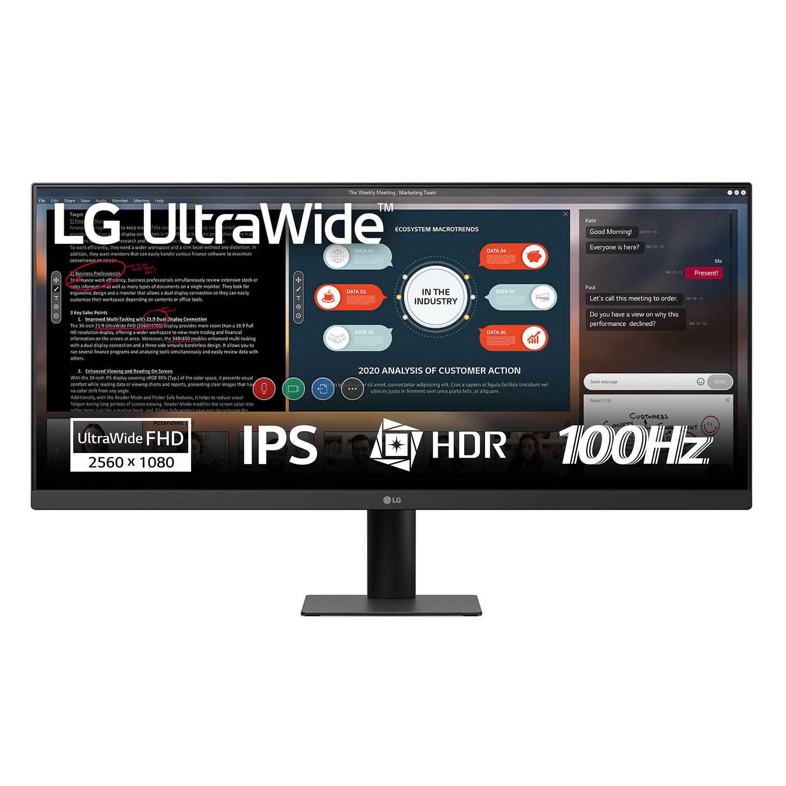 Écran LED LG UltraWide 29U511A-B 73 cm (29") UWFHD (2560 x 1080 pixels), IPS, 5 ms, HDMI, DisplayPort, Jack