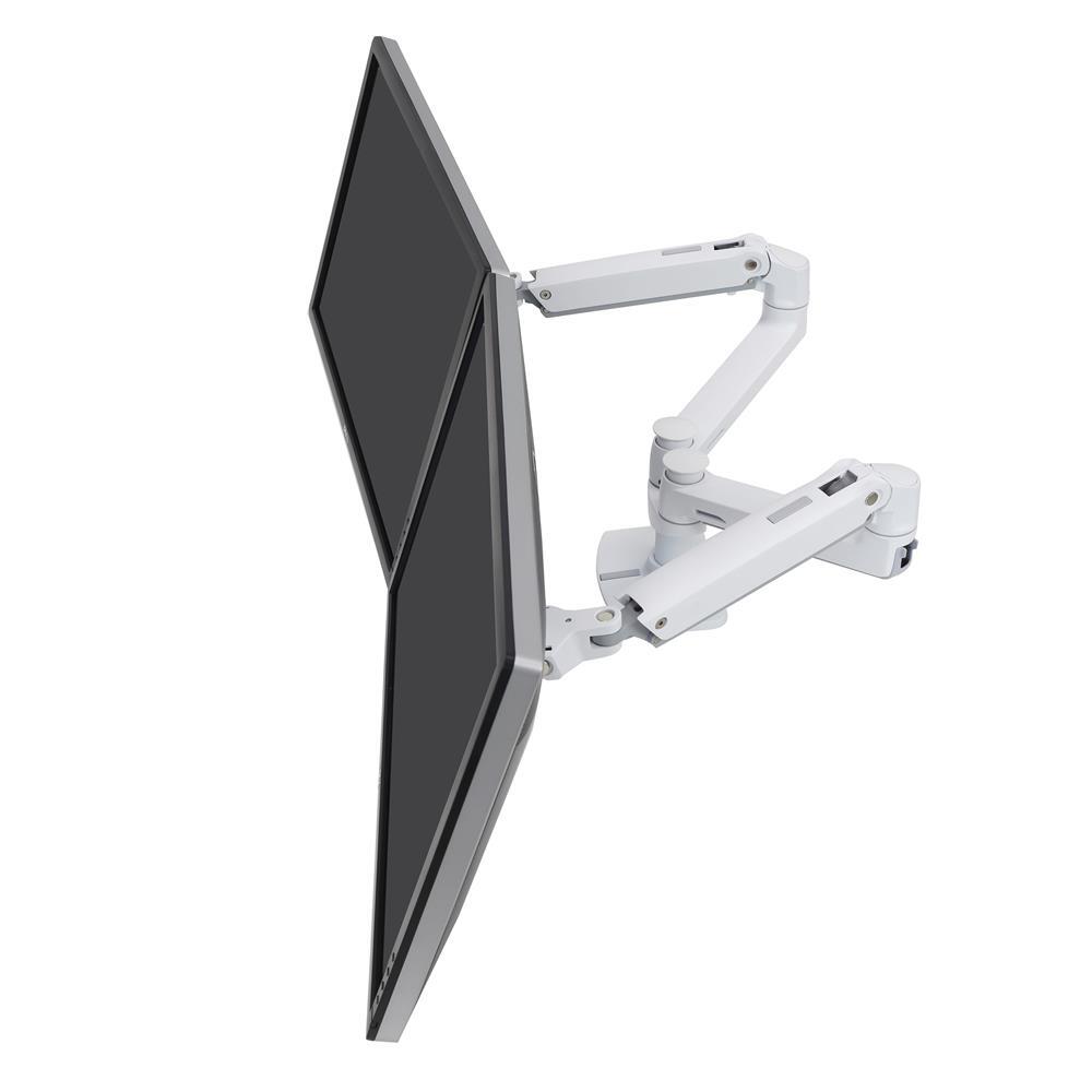 Bras double écran Ergotron LX pour deux moniteurs jusqu'à 68,58 cm (27 pouces) côte à côte - support de table blanc