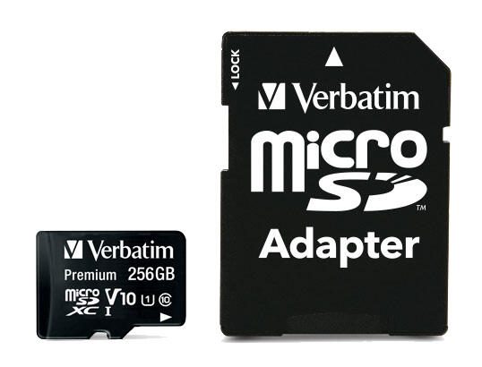 Carte microSDXC Premium Verbatim 256 Go (avec adaptateur SD)