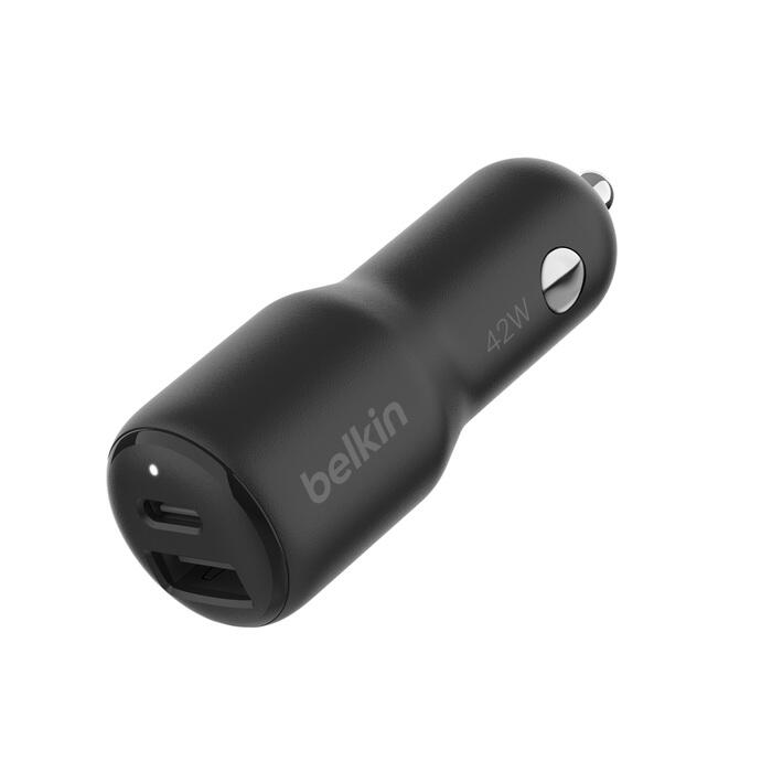 Belkin BoostCharge 42 W - Chargeur USB-A et USB-C pour voiture, noir