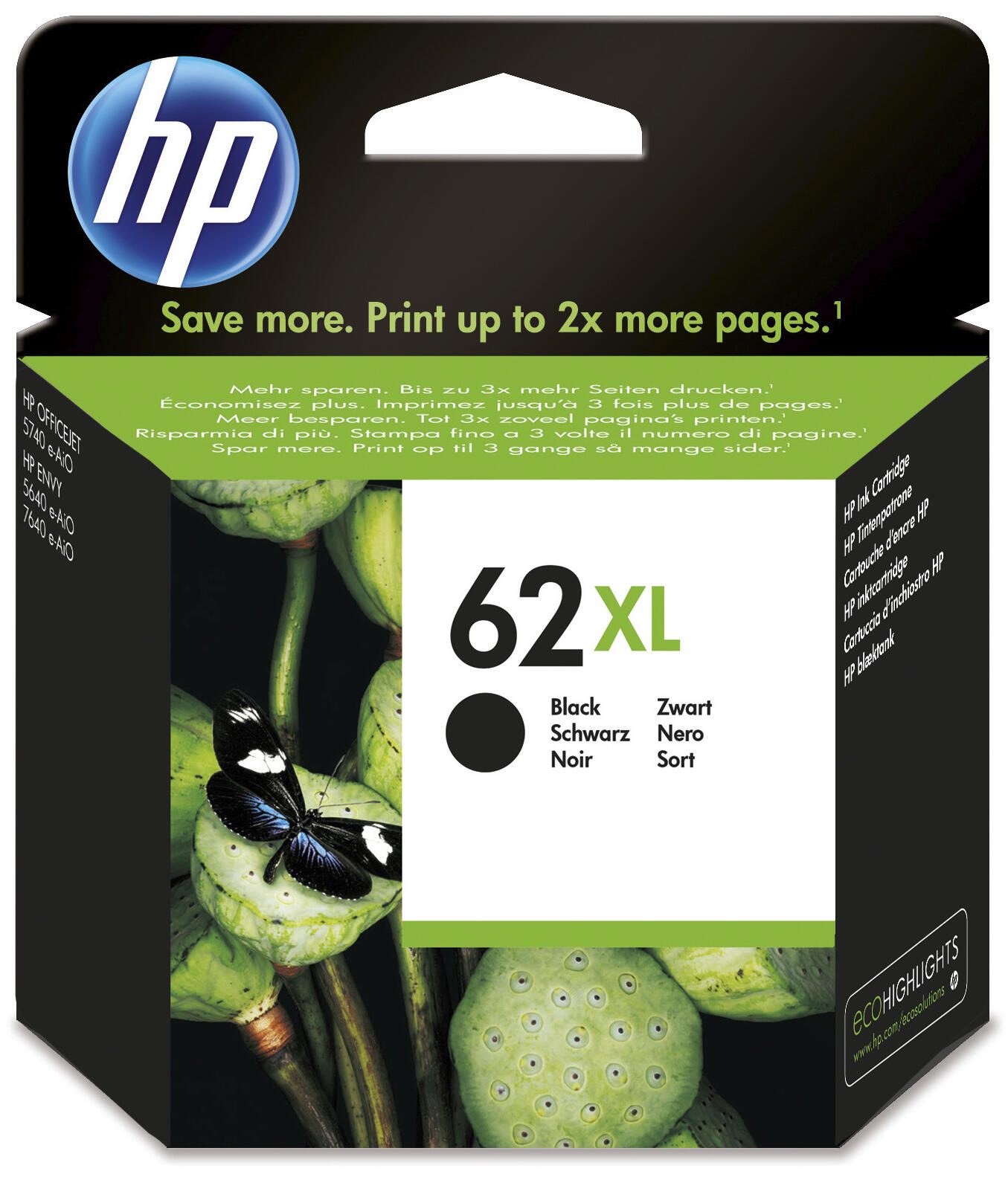 Cartouche d'encre HP Original 62XL - noir (C2P05AE)
