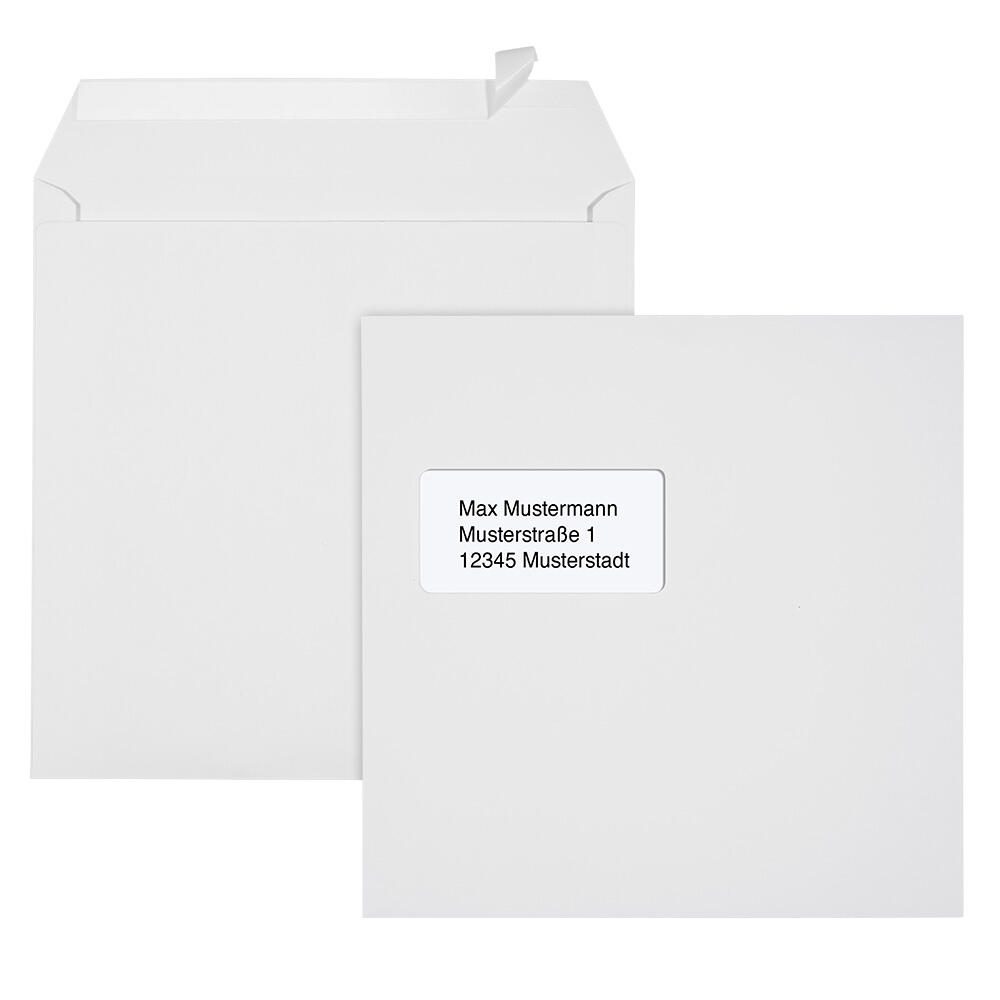 Enveloppes carrées ÖKI avec fenêtre autocollantes, 1 boîte = 500 unités — lot de 500 pièces