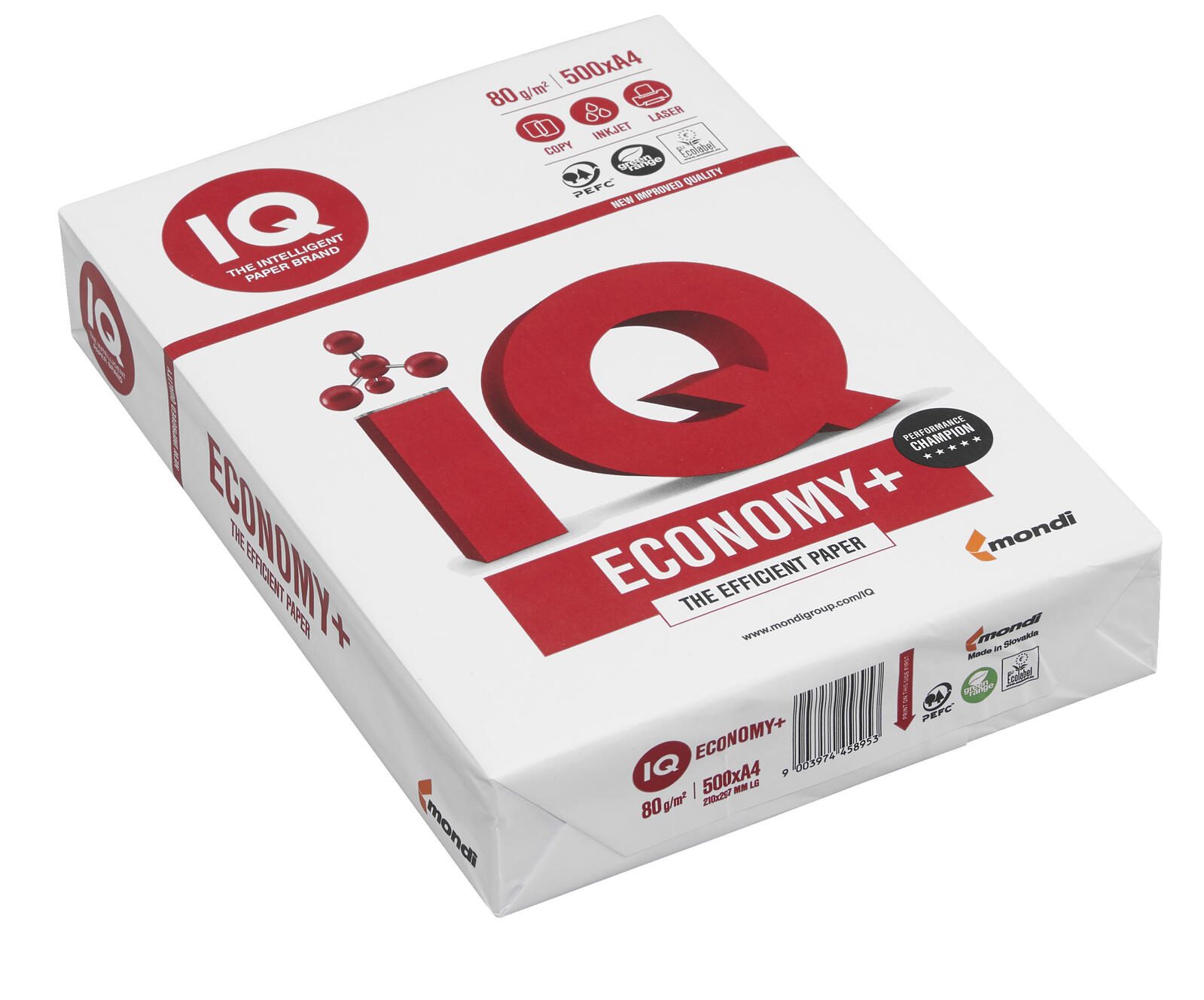 Papier copieur IQ DIN A4 80 g/m² - 1 paquet = 500 feuilles