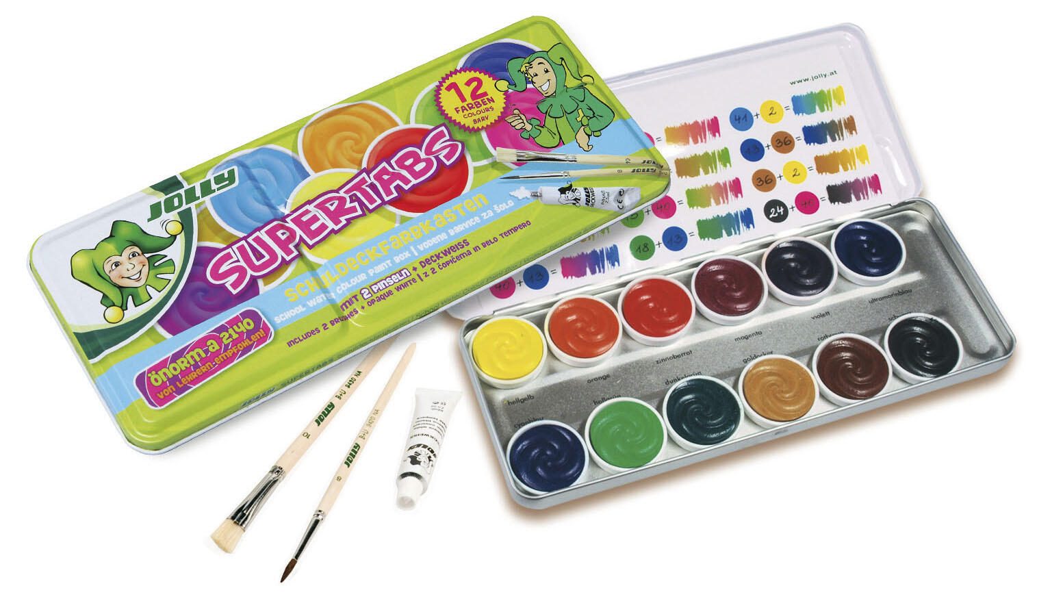 JOLLY Boîte de peinture à l'eau 12 couleurs - 1 boîte = 12 unités — lot de 12 pièces