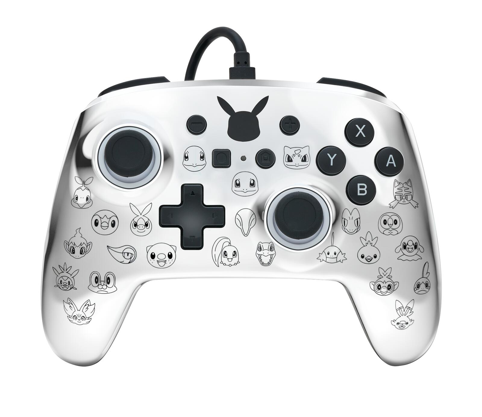 manette filaire PowerA pour Nintendo Switch Pikachu Noir & Argent, officielle sous licence