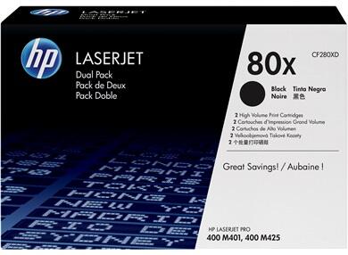 Cartouche de toner HP Original 80X Noir haute capacité (2 x 6 900 pages) (CF280XD)