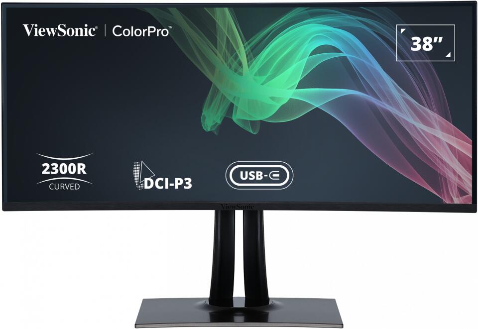 ViewSonic ColorPro VP3881A (38") 96,25 cm Écran LED incurvé WQHD, 3840x1600, IPS, 300 cd/m², 5 ms, HDMI, DisplayPort