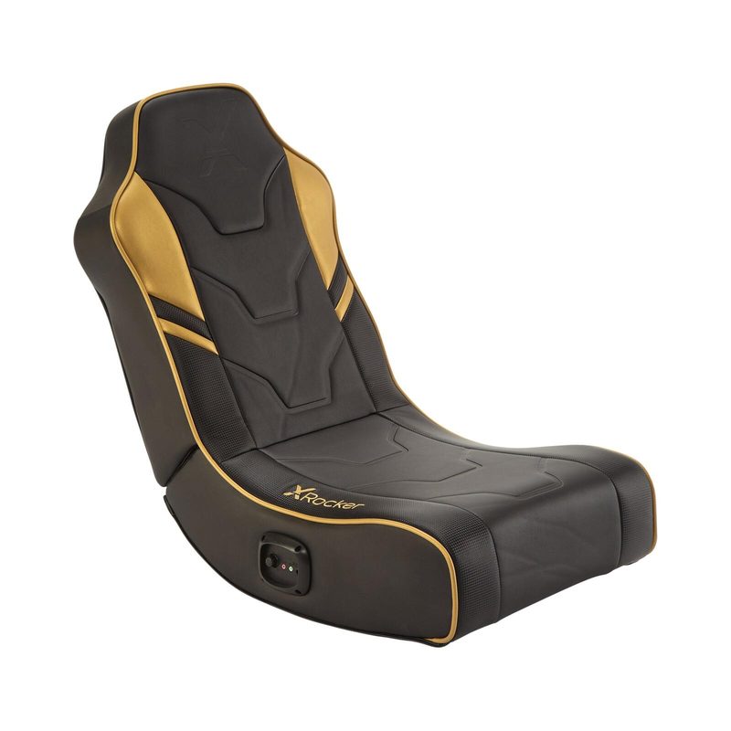 X Rocker Shadow 2.0 Floor Rocker - Fauteuil de jeu au sol pour enfants et adolescents avec système audio - noir/doré