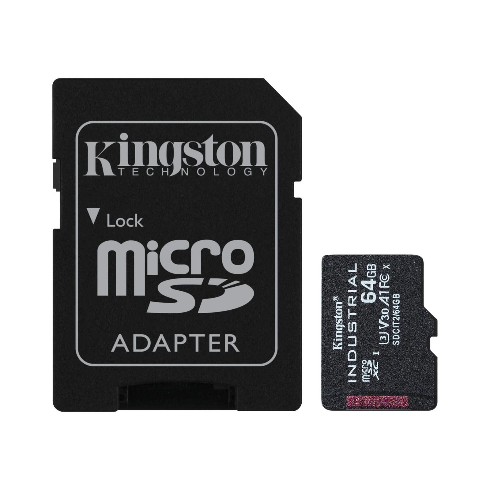 Carte microSD industrielle Kingston 64 Go MicroSDXC, UHS-I, Classe 3 (U3), A1, noir
