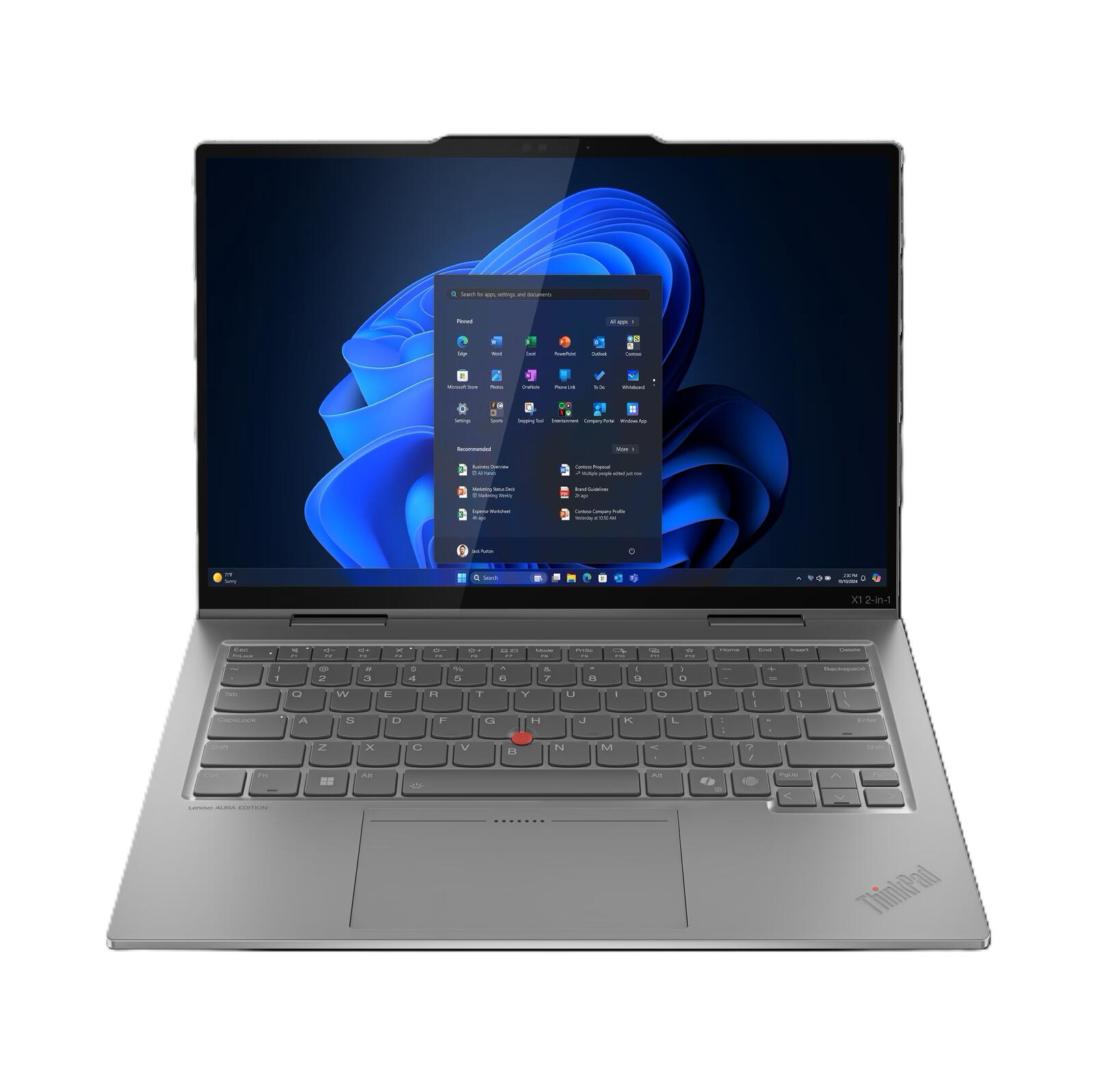 Lenovo ThinkPad X1 2-en-1 Copilot+ PC Gen 10 Intel® Core™ Ultra 7 258V PC portable 35,6 cm (14") 32 Go RAM, 1 To SSD, WUXGA, Windows 11 Pro, 5G
