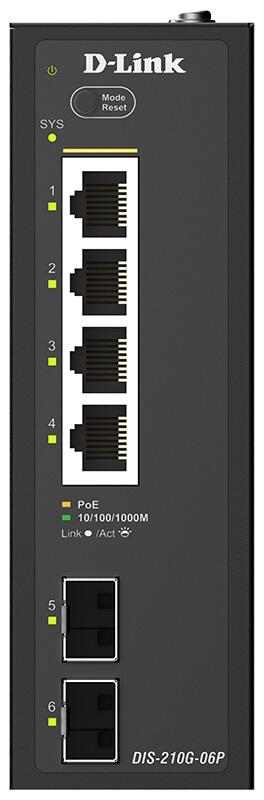 Switch 6 ports D-Link DIS-210G-06P, Smart Managed Gigabit PoE Industriel