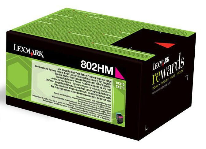 Cartouche de toner Lexmark Original 802HM magenta 3 000 pages (80C2HM0) pour CX410e/de/dte, CX510de/dhe/dthe