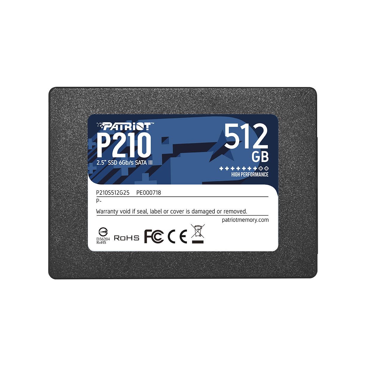 Patriot Memory P210 SSD SATA - 512 Go 2,5"