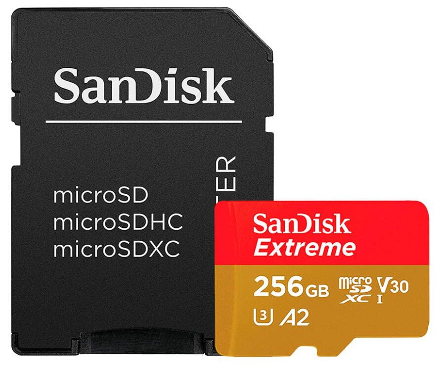Carte mémoire SanDisk Extreme PLUS 256 Go MicroSDXC, Class 3 (U3), A2, Rouge, Or