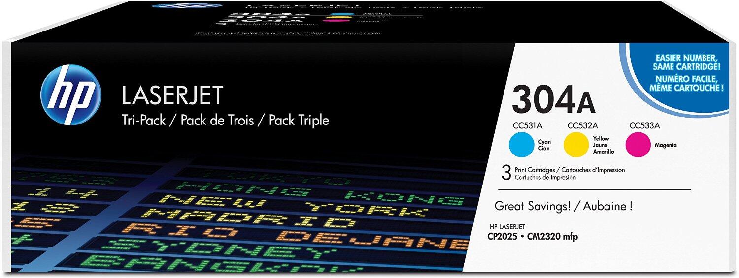 HP Original 304A Toner Tri-Pack Cyan, Magenta, Jaune 2 800 pages (CF372AM)