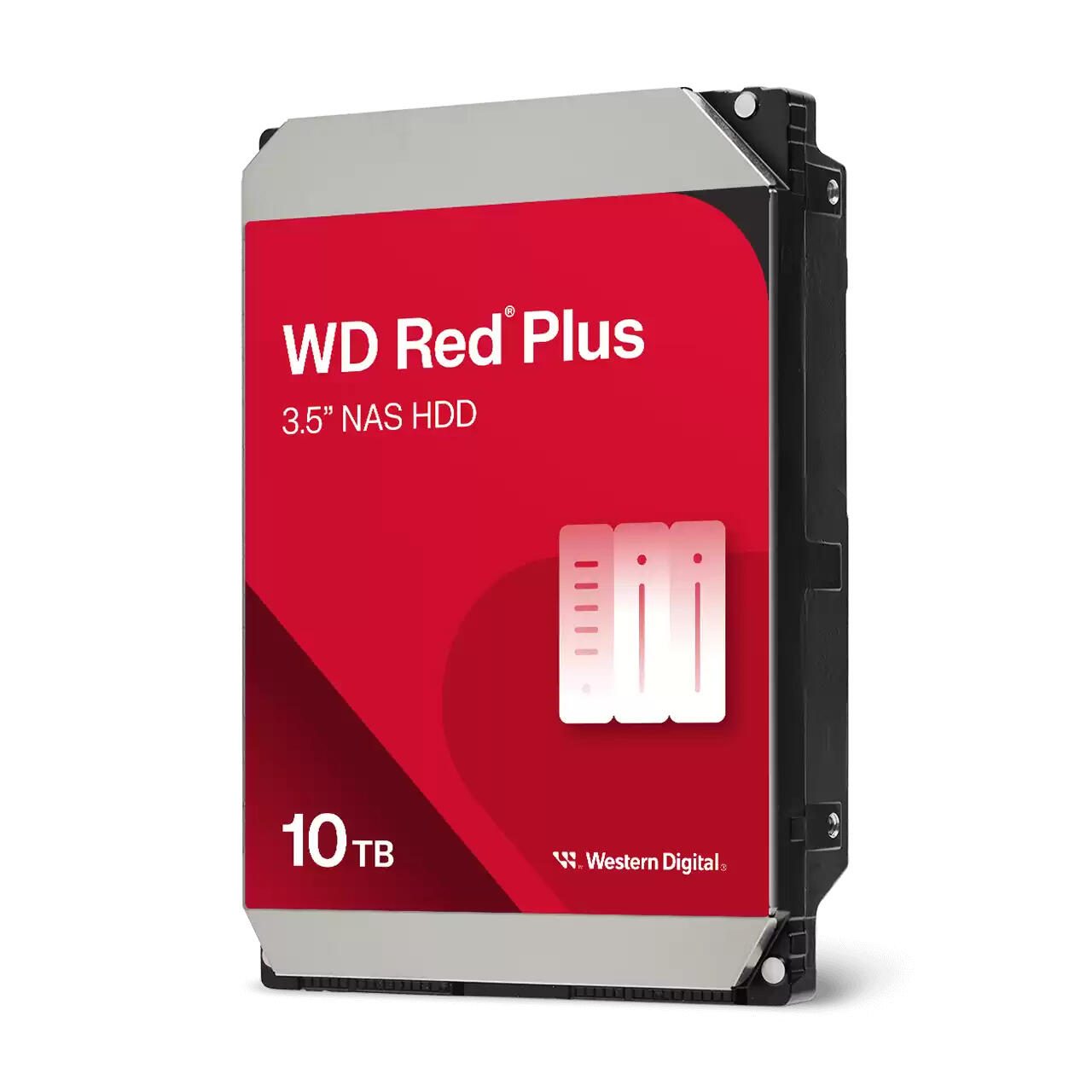 WD Red Plus HDD NAS - 10 To interne, 3,5" (8,9 cm), SATA 6 Gb/s, 7200 tr/min, 512 Mo