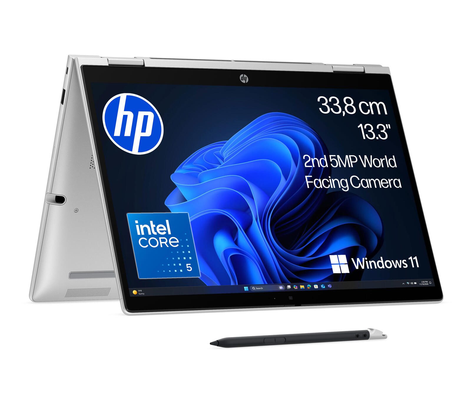 HP ProBook 4 Flip G2i 13 Intel® Core™ 5 320 Ordinateur portable 33,7 cm (13,3") 32 Go RAM, 512 Go SSD, WUXGA, Win11 Pro