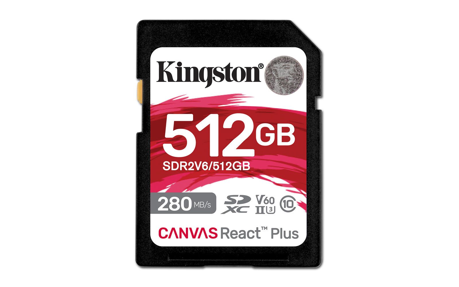 Carte mémoire Kingston Canvas React Plus 512 Go SDXC, UHS-II, Classe 3 (U3), Noir