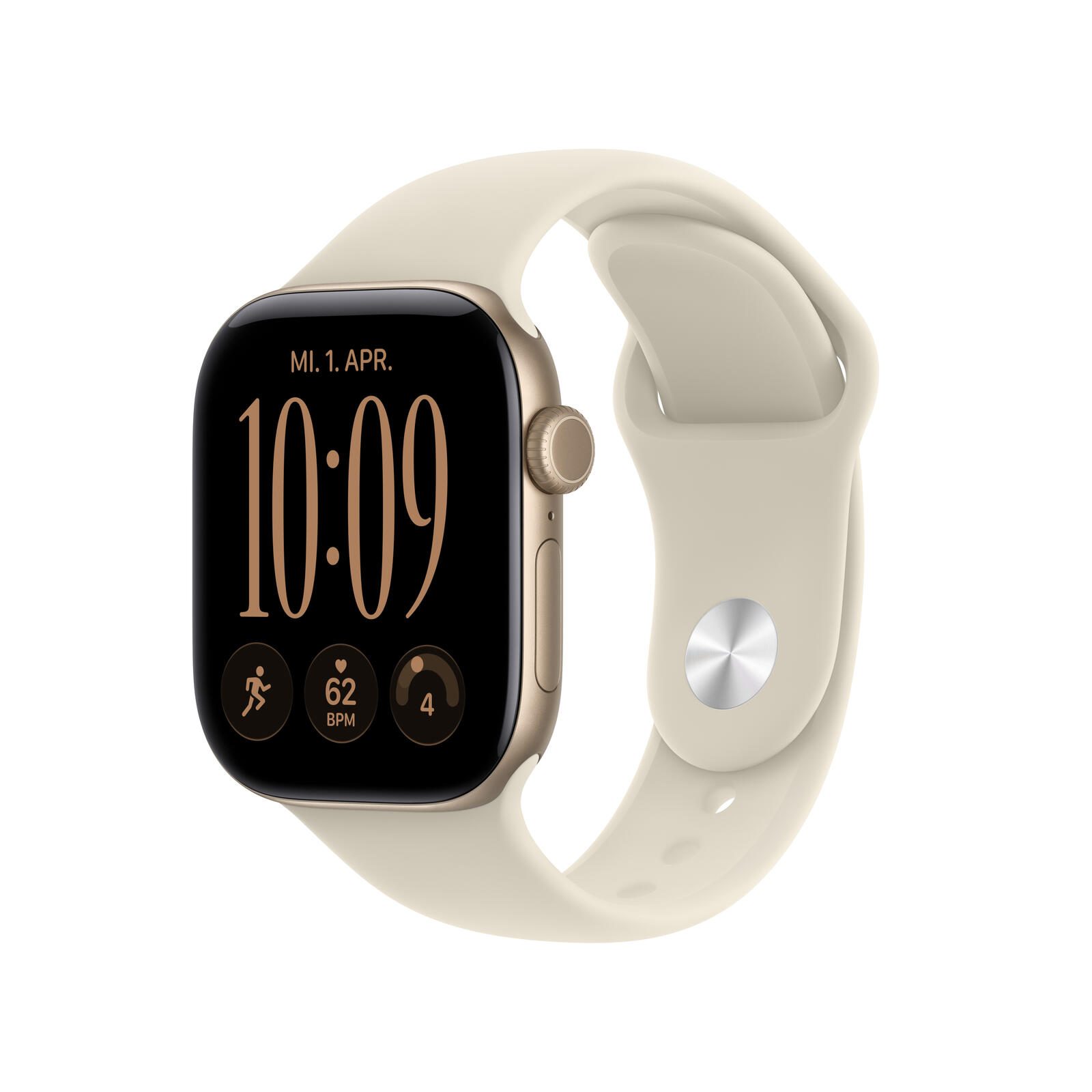 Apple Watch Series 12 Aluminium (GPS) 42 mm Or Rosé Bracelet Sport Sable S/M