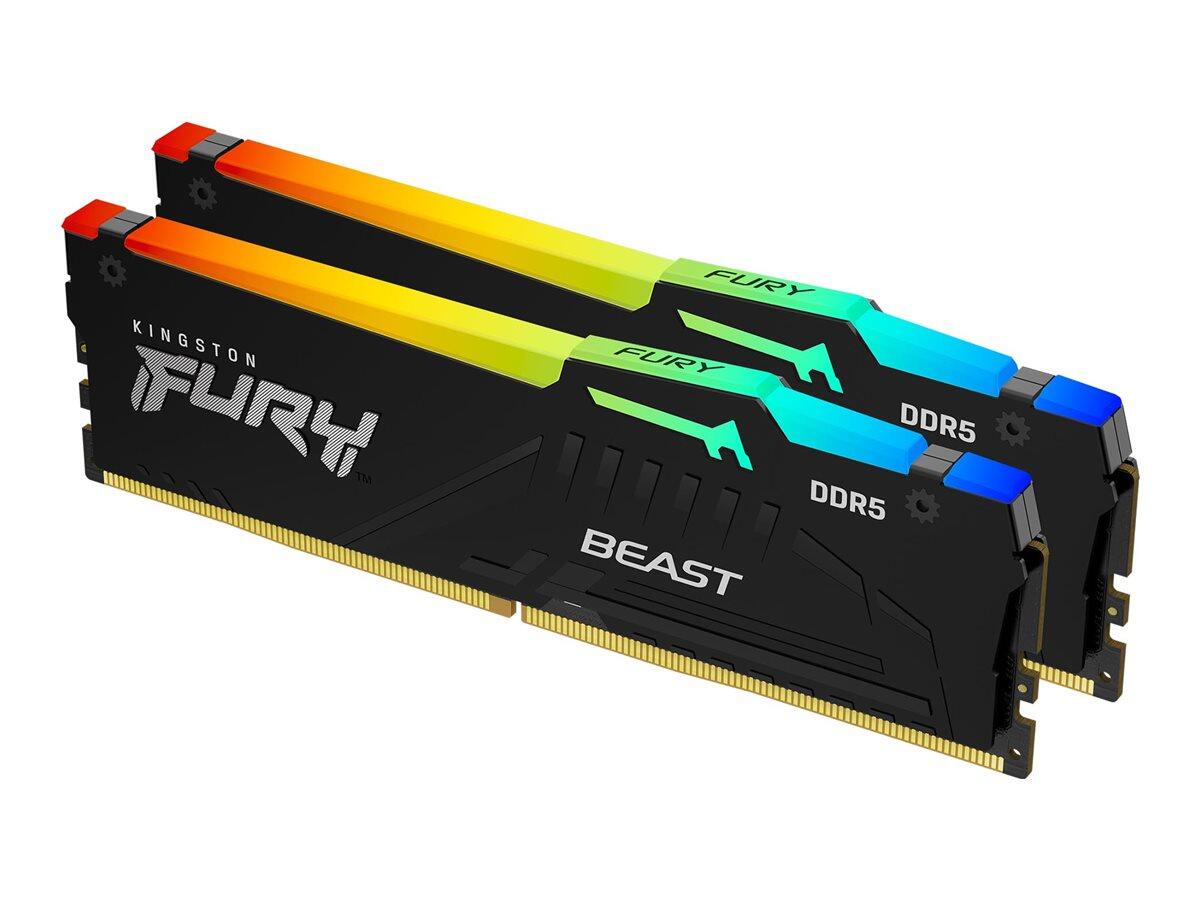 Kingston CL30 FURY Beast RGB EXPO Kit de mémoire DDR5 64 Go 2 x 32 Go Non-ECC 288 broches DIMM CL30 KF560C30BBEAK2-64