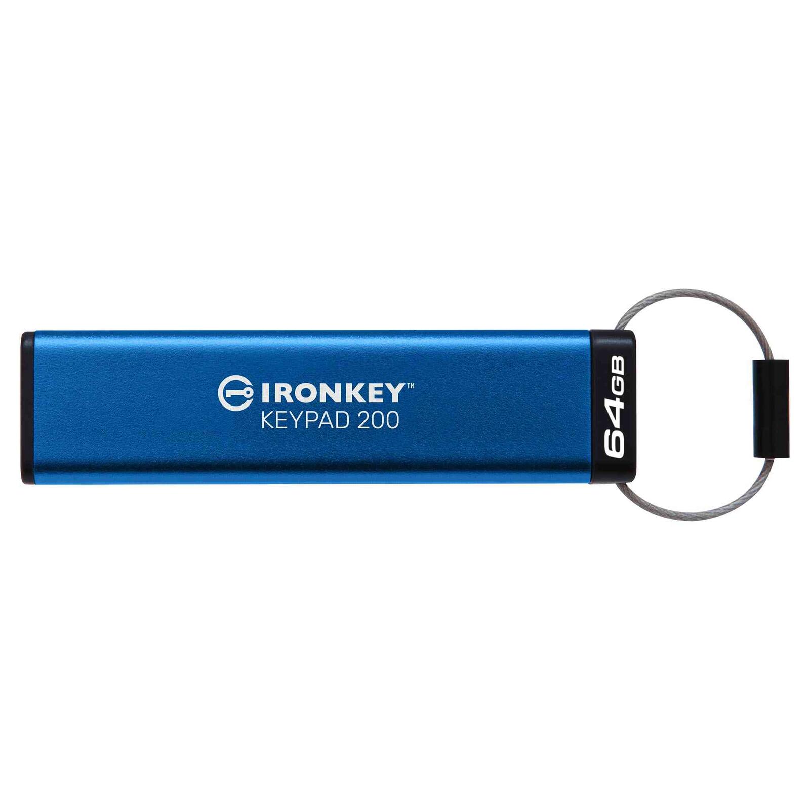 Kingston IronKey Keypad 200 - clé USB - 64 Go USB Type-A 3.2 Gen 1 (3.1 Gen 1), Bleu