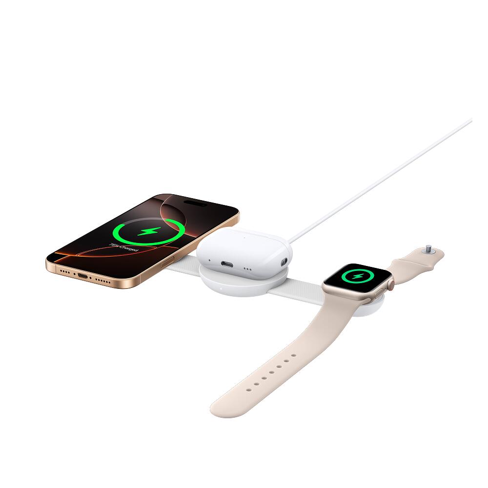 Station de charge sans fil Anker MagGo 15W 3-en-1 pliable, blanc