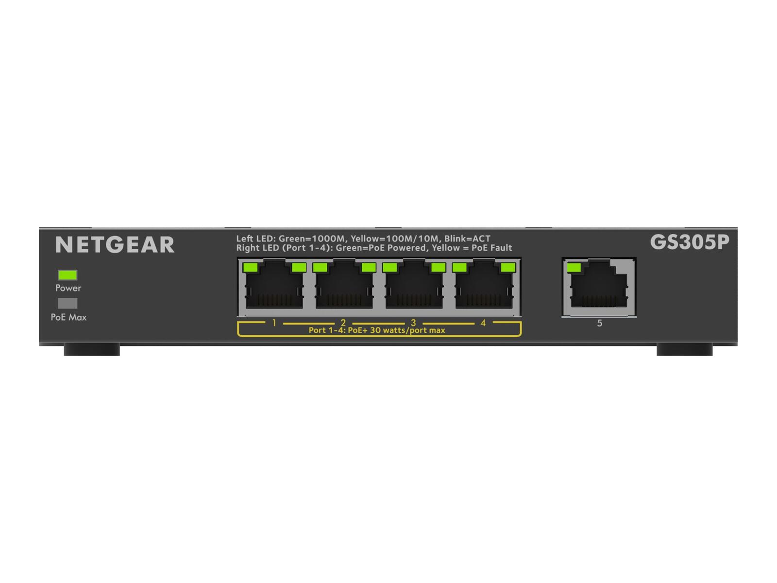 Netgear GS305P-300EUS Commutateur Ethernet Gigabit non géré PoE+