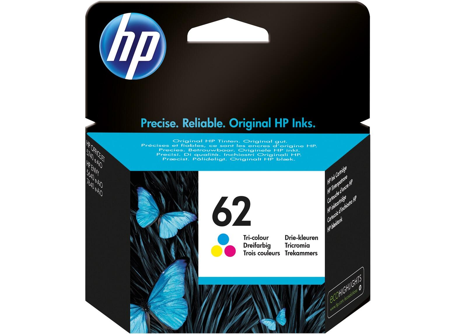 Cartouche d'encre HP Original 62 – cyan, magenta, jaune (C2P06AE)