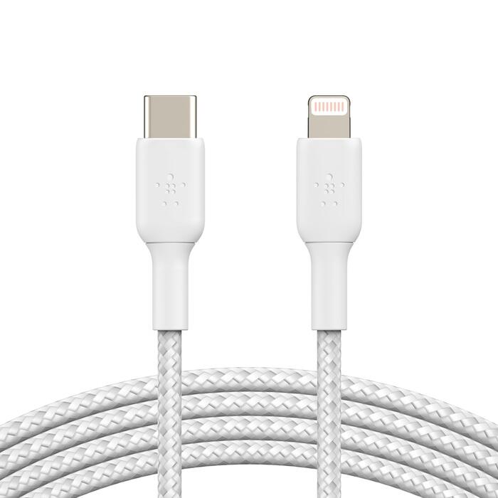 Câble Belkin BoostCharge tressé 1 m USB-C/Lightning, blanc