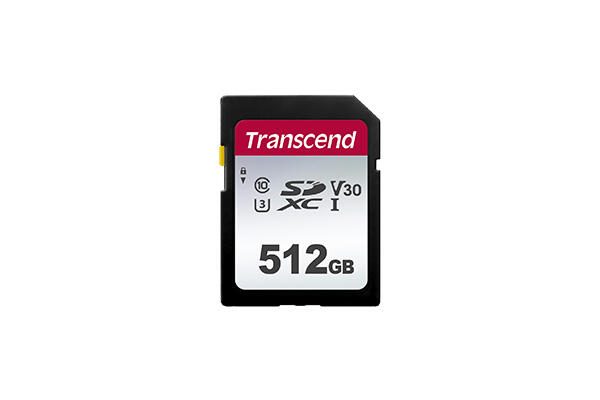 Transcend Carte mémoire 300S 512 Go Carte SDXC, NAND, Class 3 (U3), Noir
