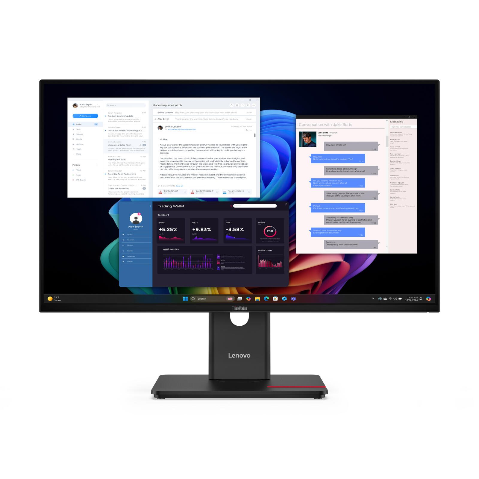 Lenovo ThinkVision T27UD-40 Écran Ultra HD 4K 68,6 cm (27") Ultra HD 4K (3840 x 2160 pixels), dalle IPS, 6 ms, 60 Hz, DisplayPort 1.4, HDMI 2.1