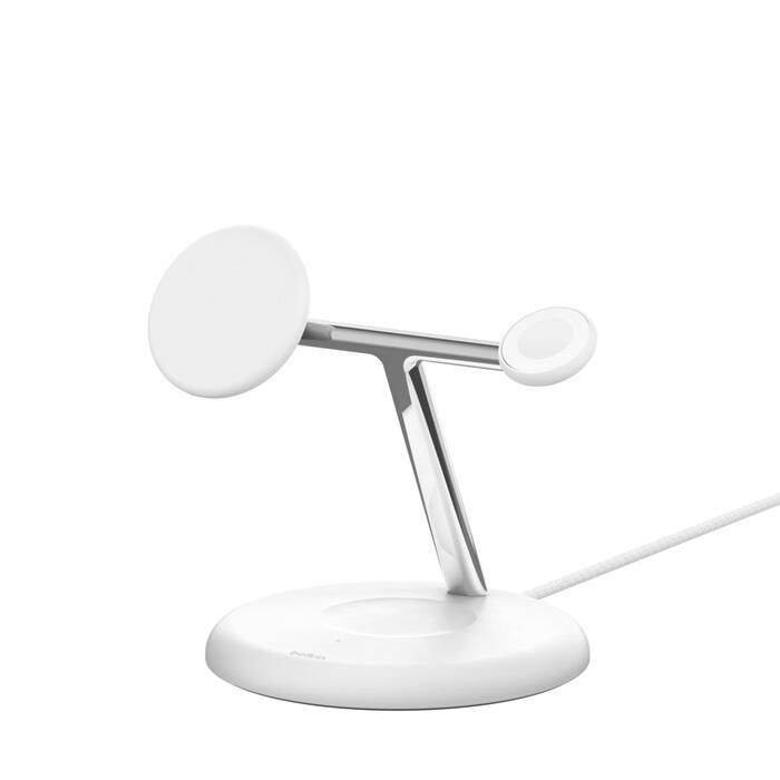 Belkin BoostCharge Pro 15 W station de charge sans fil magnétique 3-en-1 avec Qi2, blanc