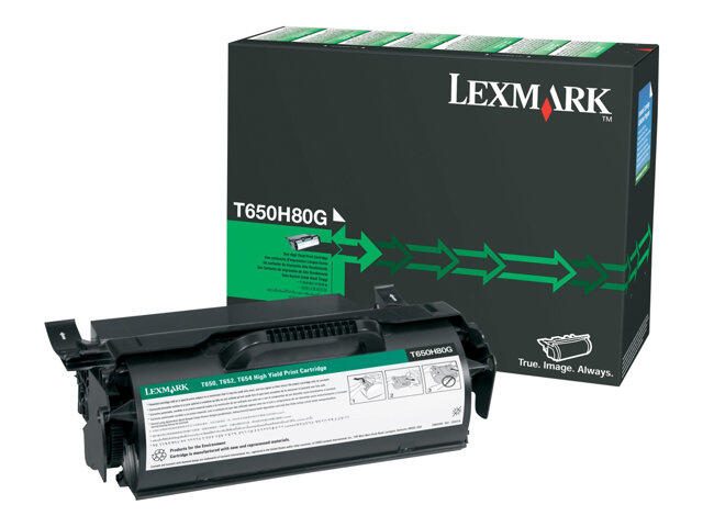 Cartouche de toner noir Lexmark Original 25 000 pages (T650H80G) pour T650dn/dtn/n, 652dn/dtn/n, 654dn/dtn/n