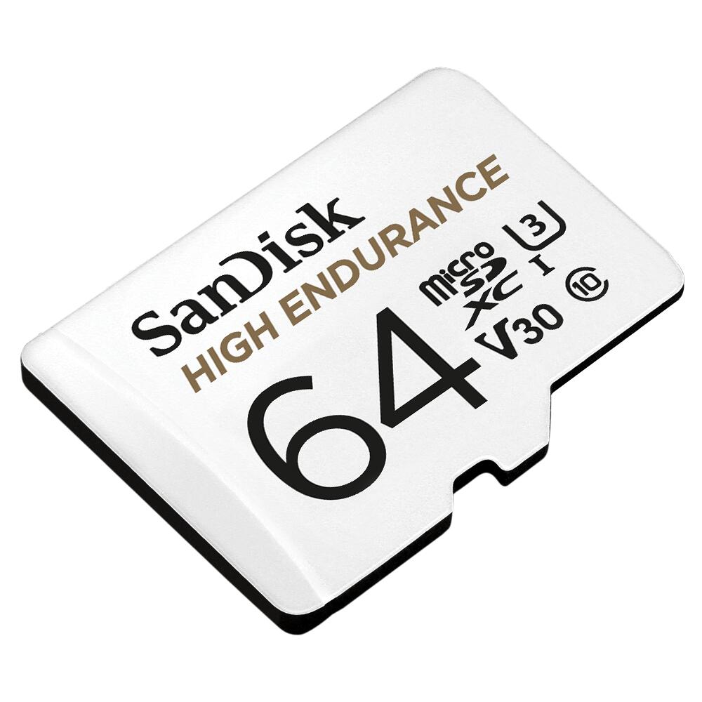 Carte microSDXC SanDisk High Endurance 64 Go + adaptateur SD UHS-I U3, Class 10, V30