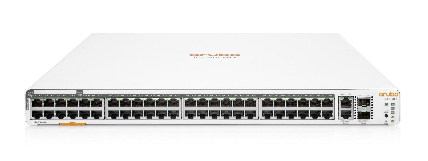 Switch HPE Networking Instant On 1960 48G PoE 40 ports classe 4 / 8 ports classe 6 / 2 ports 10G SFP+ 600W EU JL809A (Remplacement de HPE1950 48G PoE JG963A)