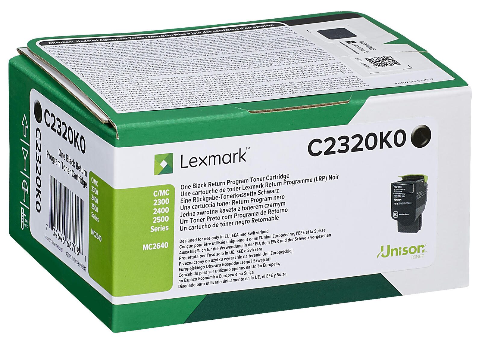 Cartouche de toner Lexmark Original - noir (C2320K0) pour C2325dw, C2425dw, C2535dw, MC2325adw, MC2425adw, MC2535adwe