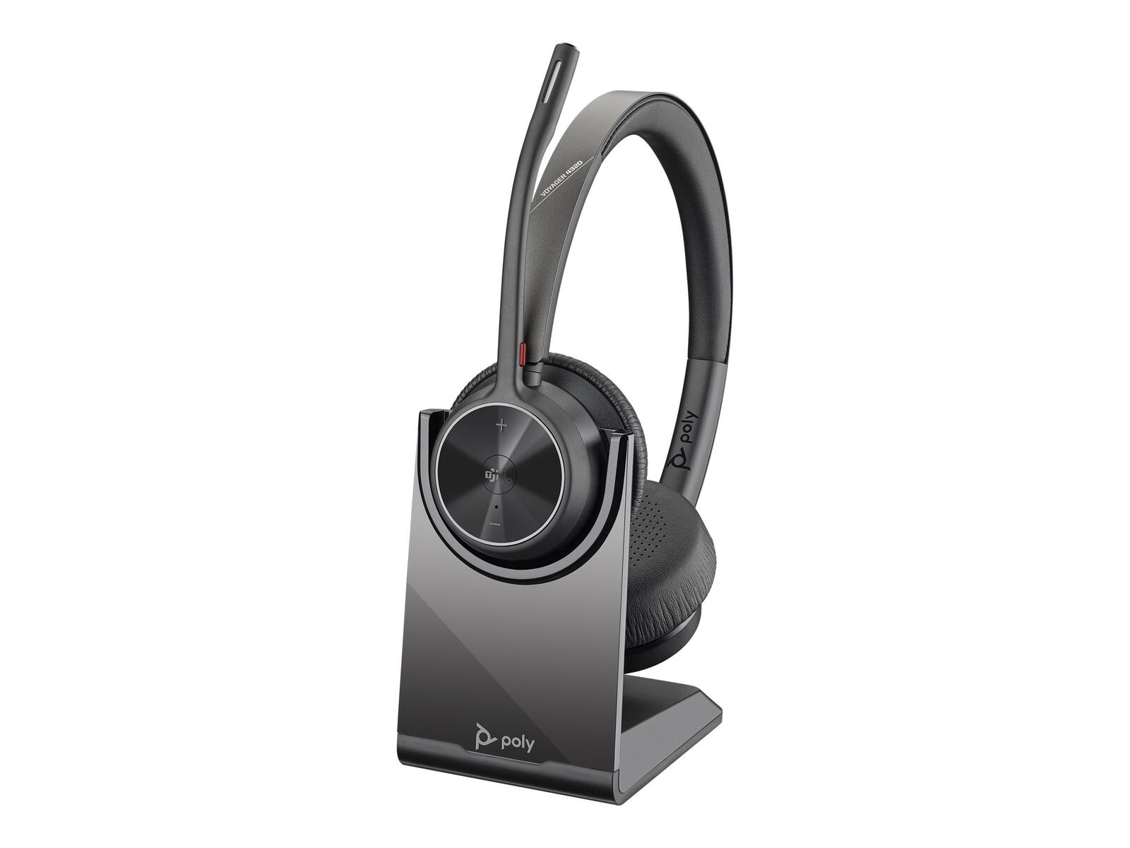 Poly Voyager 4300 UC Series 4320 Casque stéréo On-Ear USB-C, Bluetooth, sans fil, avec station de charge, certifié Microsoft Teams