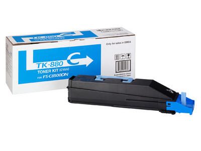 Cartouche de toner Kyocera Original TK-880C cyan 18 000 pages (1T02KACNL0) pour FS-C8500DN