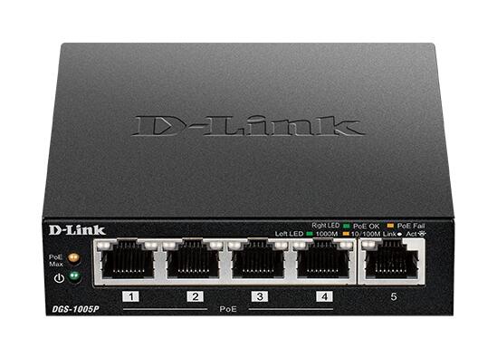 D-Link DGS-1005P/E, commutateur Gigabit 5 ports non géré Desktop avec PoE+