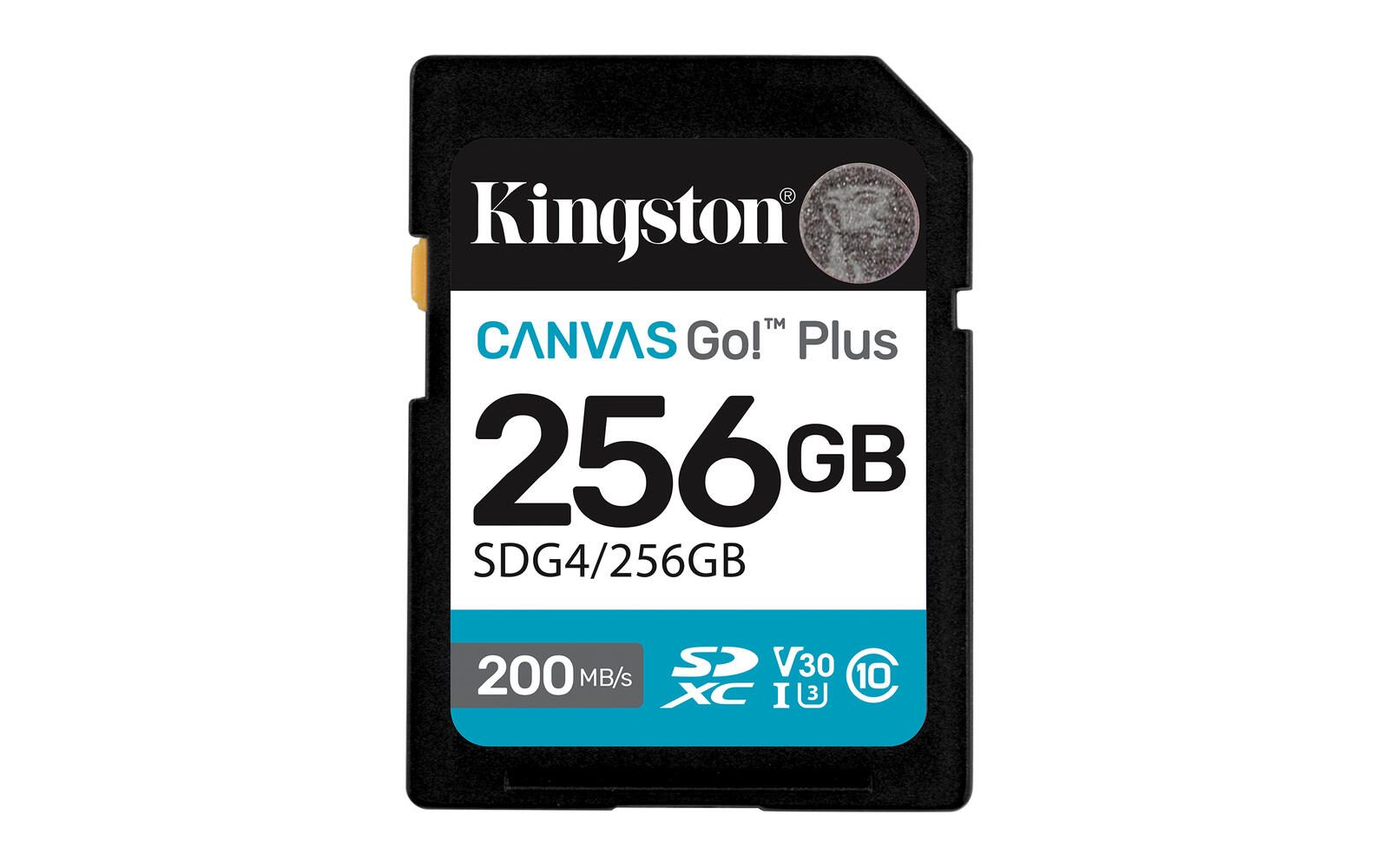 Kingston Canvas Go Plus SDXC - 256 Go Classe 10, UHS-I, U3, V30, 200 Mo/s