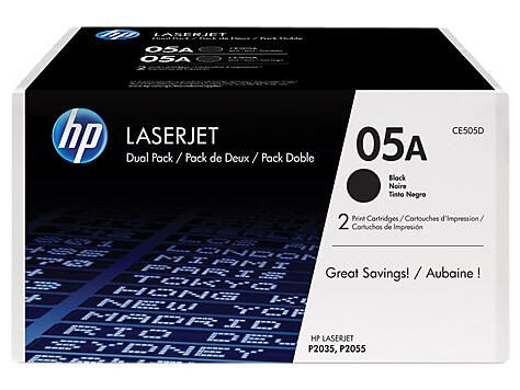 Toner HP Original 05A double pack noir 2 x 2 300 pages (CE505D)