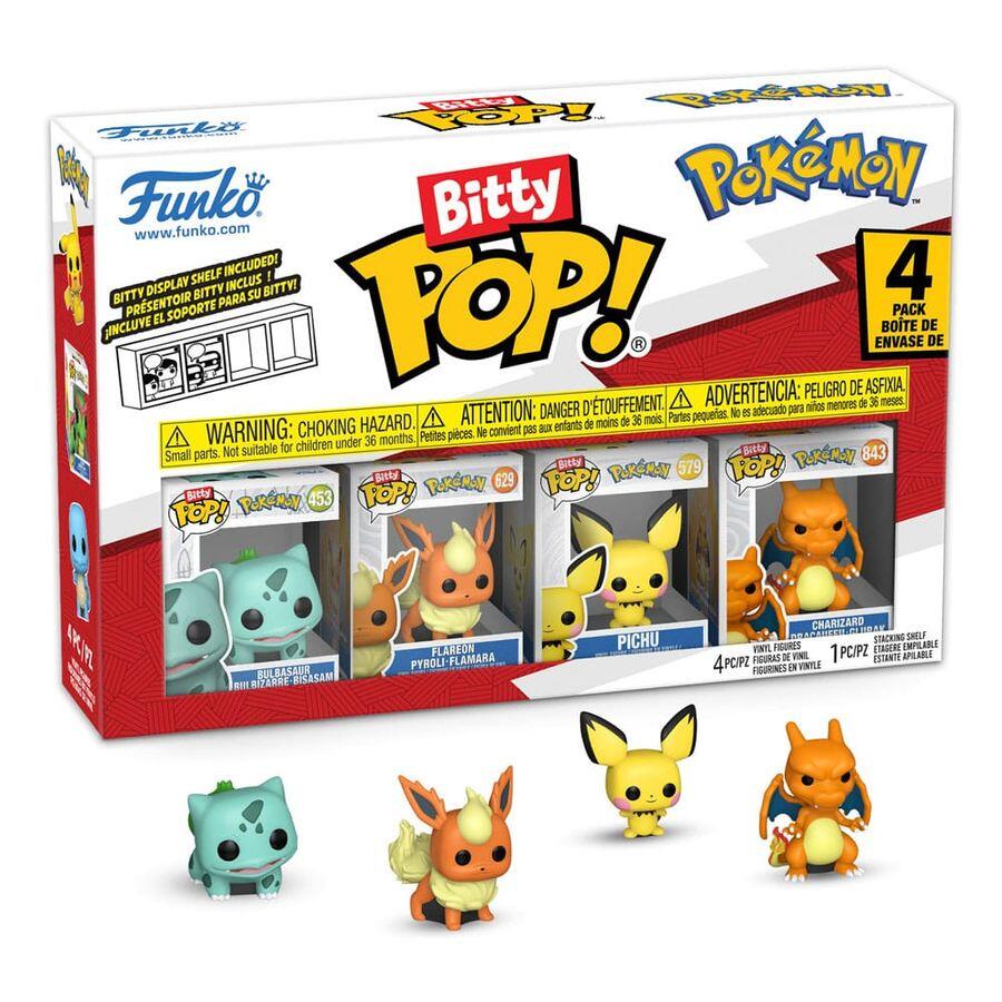 Funko Pop! Games Figurenset Bitty Pop Pokémon Série 3 - Pack de 4 (Bisasam + Flamara + Pichu + Glurak)
